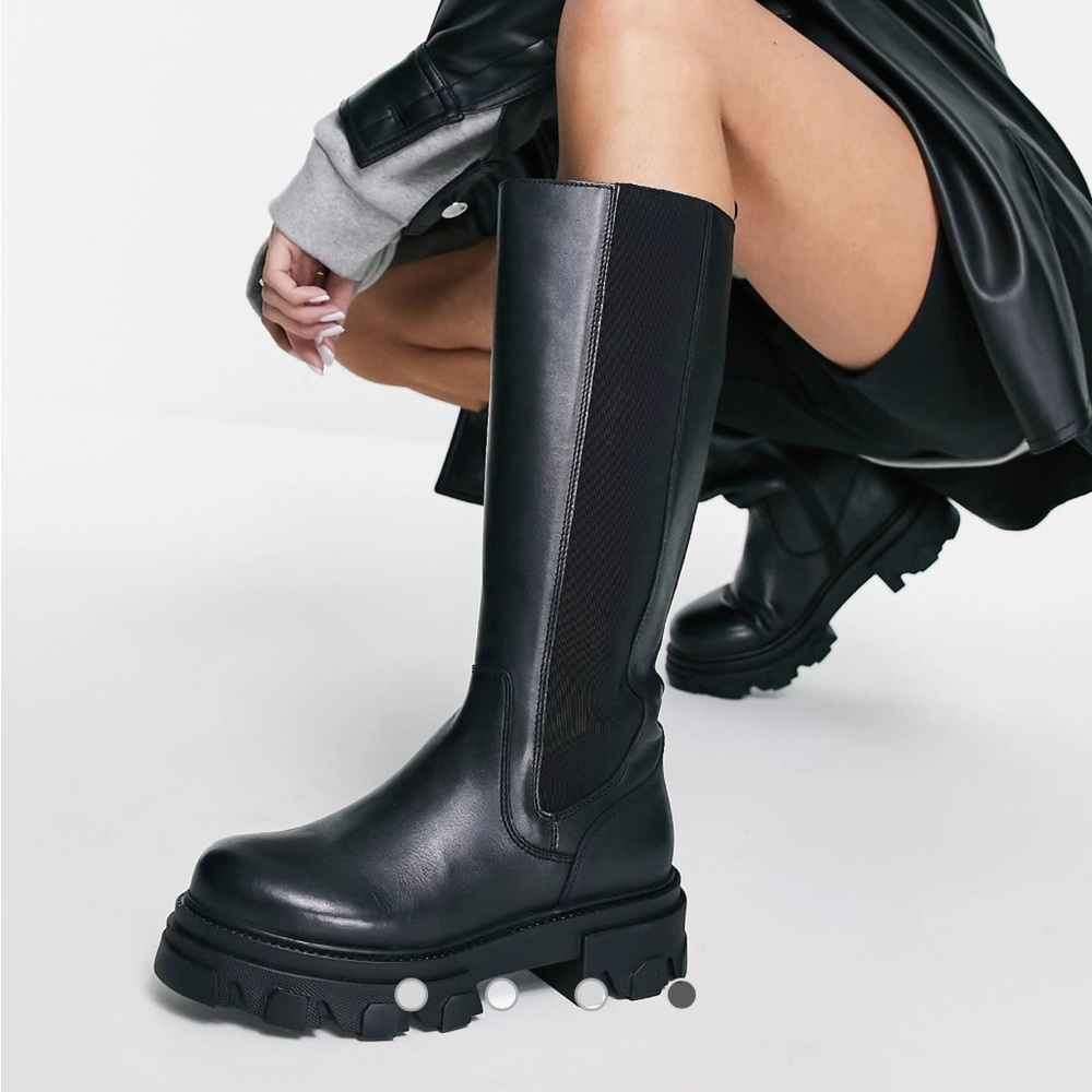 Black lug sole boots